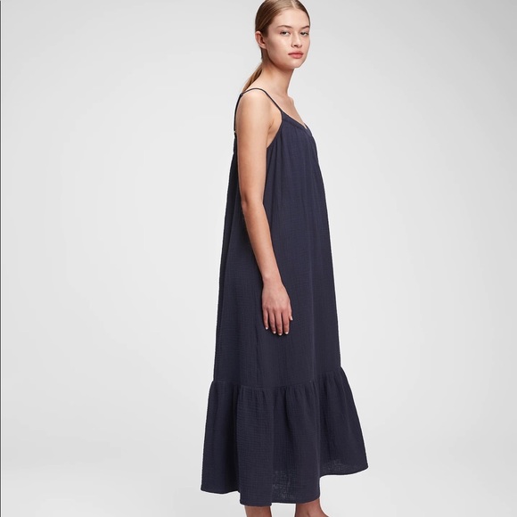Gauze Cami Midi Dress Navy Blue - Picture 3 of 6